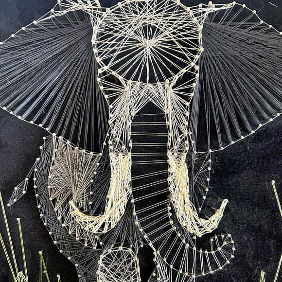 Elephant Vintage MID CENTURY 1978 "The Guardian" Sting Art COMPLETED Wall Art - Picture 2 of 7